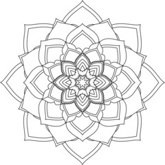 Fototapeta premium Easy Mandala coloring book simple and basic for beginners, seniors and children. Set of Mehndi flower pattern for Henna drawing and tattoo. Decoration in ethnic oriental, Indian style.