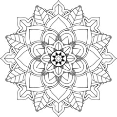 Easy Mandala coloring book simple and basic for beginners, seniors and children. Set of Mehndi flower pattern for Henna drawing and tattoo. Decoration in ethnic oriental, Indian style.