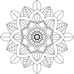 Easy Mandala coloring book simple and basic for beginners, seniors and children. Set of Mehndi flower pattern for Henna drawing and tattoo. Decoration in ethnic oriental, Indian style.