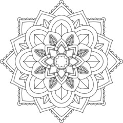 Easy Mandala coloring book simple and basic for beginners, seniors and children. Set of Mehndi flower pattern for Henna drawing and tattoo. Decoration in ethnic oriental, Indian style.