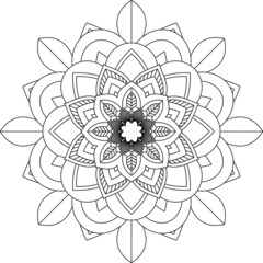 Easy Mandala coloring book simple and basic for beginners, seniors and children. Set of Mehndi flower pattern for Henna drawing and tattoo. Decoration in ethnic oriental, Indian style.