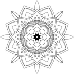 Easy Mandala coloring book simple and basic for beginners, seniors and children. Set of Mehndi flower pattern for Henna drawing and tattoo. Decoration in ethnic oriental, Indian style.