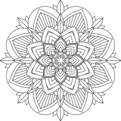 Easy Mandala coloring book simple and basic for beginners, seniors and children. Set of Mehndi flower pattern for Henna drawing and tattoo. Decoration in ethnic oriental, Indian style.