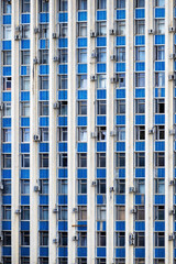 Tall buildings with blue tiles