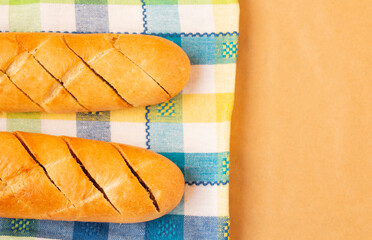 two French baguette with garlic for breakfast