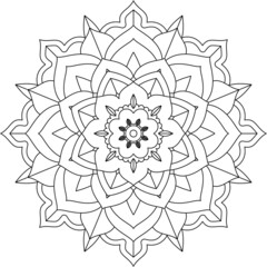 Easy Mandala coloring book simple and basic for beginners, seniors and children. Set of Mehndi flower pattern for Henna drawing and tattoo. Decoration in ethnic oriental, Indian style.