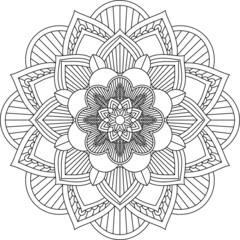 Easy Mandala coloring book simple and basic for beginners, seniors and children. Set of Mehndi flower pattern for Henna drawing and tattoo. Decoration in ethnic oriental, Indian style.