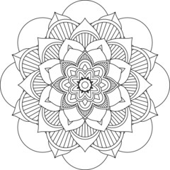 Easy Mandala coloring book simple and basic for beginners, seniors and children. Set of Mehndi flower pattern for Henna drawing and tattoo. Decoration in ethnic oriental, Indian style.