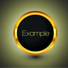 Vector illustration. Gold luxury glow thin line box, frame, border, decorative design elements on dark, black background. Vector background for information, text.