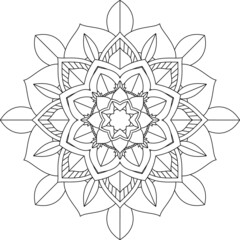 Easy Mandala coloring book simple and basic for beginners, seniors and children. Set of Mehndi flower pattern for Henna drawing and tattoo. Decoration in ethnic oriental, Indian style.