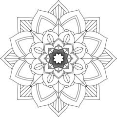 Easy Mandala coloring book simple and basic for beginners, seniors and children. Set of Mehndi flower pattern for Henna drawing and tattoo. Decoration in ethnic oriental, Indian style.