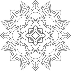 Easy Mandala coloring book simple and basic for beginners, seniors and children. Set of Mehndi flower pattern for Henna drawing and tattoo. Decoration in ethnic oriental, Indian style.