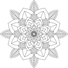 Easy Mandala coloring book simple and basic for beginners, seniors and children. Set of Mehndi flower pattern for Henna drawing and tattoo. Decoration in ethnic oriental, Indian style.