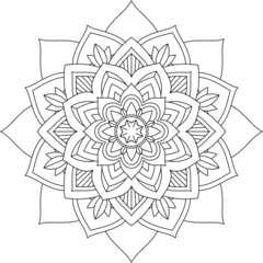 Easy Mandala coloring book simple and basic for beginners, seniors and children. Set of Mehndi flower pattern for Henna drawing and tattoo. Decoration in ethnic oriental, Indian style.
