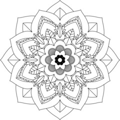 Easy Mandala coloring book simple and basic for beginners, seniors and children. Set of Mehndi flower pattern for Henna drawing and tattoo. Decoration in ethnic oriental, Indian style.