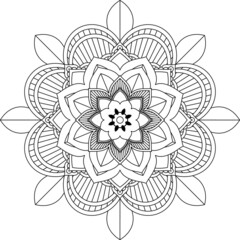 Easy Mandala coloring book simple and basic for beginners, seniors and children. Set of Mehndi flower pattern for Henna drawing and tattoo. Decoration in ethnic oriental, Indian style.