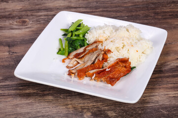 Rice with roasted duck breast
