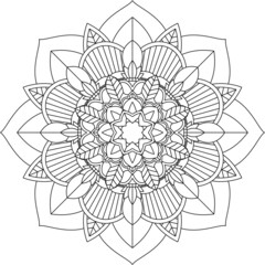 Easy Mandala coloring book simple and basic for beginners, seniors and children. Set of Mehndi flower pattern for Henna drawing and tattoo. Decoration in ethnic oriental, Indian style.
