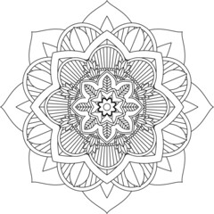 Easy Mandala coloring book simple and basic for beginners, seniors and children. Set of Mehndi flower pattern for Henna drawing and tattoo. Decoration in ethnic oriental, Indian style.