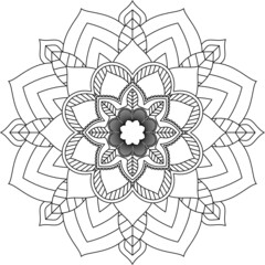 Easy Mandala coloring book simple and basic for beginners, seniors and children. Set of Mehndi flower pattern for Henna drawing and tattoo. Decoration in ethnic oriental, Indian style.
