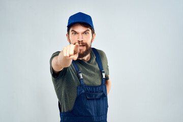 Worker man with box delivery packing work service