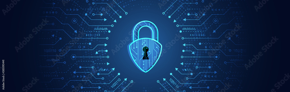 Poster Data protection, privacy, and internet security concept. Cybersecurity for business and internet project. Vector illustration of a data security services.