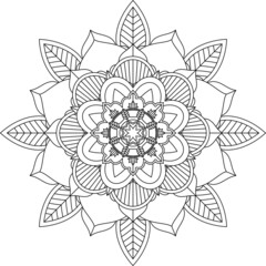 Easy Mandala coloring book simple and basic for beginners, seniors and children. Set of Mehndi flower pattern for Henna drawing and tattoo. Decoration in ethnic oriental, Indian style.