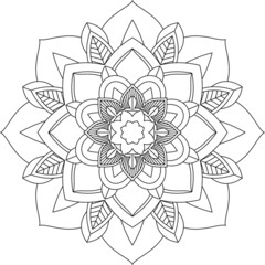 Easy Mandala coloring book simple and basic for beginners, seniors and children. Set of Mehndi flower pattern for Henna drawing and tattoo. Decoration in ethnic oriental, Indian style.