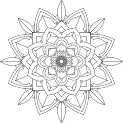 Easy Mandala coloring book simple and basic for beginners, seniors and children. Set of Mehndi flower pattern for Henna drawing and tattoo. Decoration in ethnic oriental, Indian style.