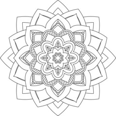 Easy Mandala coloring book simple and basic for beginners, seniors and children. Set of Mehndi flower pattern for Henna drawing and tattoo. Decoration in ethnic oriental, Indian style.