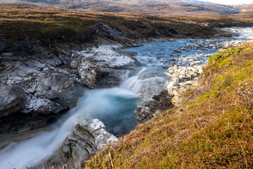Wasserfall in Bj&ouml;rkliden Lappland Schweden in der n&auml;he von Aurora Viewpoint