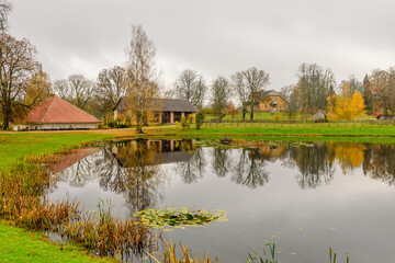 Obraz premium Rural Latvia. Beautiful autumn landscape in Gauja national Park, Sigulda, Latvia