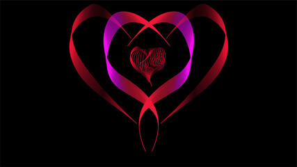 Abstract wave lines on the background. Colorful wave heart. Illustration for modern business design. Smooth lines abstract gradient color background. Vector illustration.