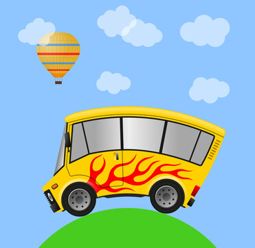 Travel minibus with flames