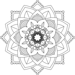Easy Mandala coloring book simple and basic for beginners, seniors and children. Set of Mehndi flower pattern for Henna drawing and tattoo. Decoration in ethnic oriental, Indian style.