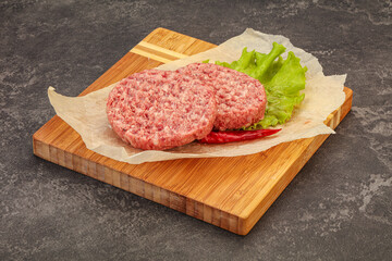 Raw beef cutlet for burger