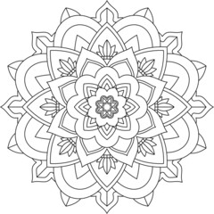 Easy Mandala coloring book simple and basic for beginners, seniors and children. Set of Mehndi flower pattern for Henna drawing and tattoo. Decoration in ethnic oriental, Indian style.