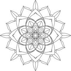 Easy Mandala coloring book simple and basic for beginners, seniors and children. Set of Mehndi flower pattern for Henna drawing and tattoo. Decoration in ethnic oriental, Indian style.