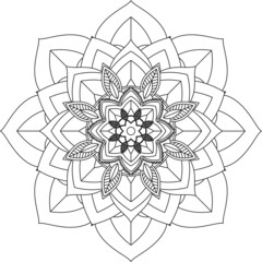 Easy Mandala coloring book simple and basic for beginners, seniors and children. Set of Mehndi flower pattern for Henna drawing and tattoo. Decoration in ethnic oriental, Indian style.