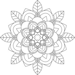 Easy Mandala coloring book simple and basic for beginners, seniors and children. Set of Mehndi flower pattern for Henna drawing and tattoo. Decoration in ethnic oriental, Indian style.