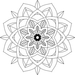 Easy Mandala coloring book simple and basic for beginners, seniors and children. Set of Mehndi flower pattern for Henna drawing and tattoo. Decoration in ethnic oriental, Indian style.