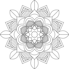 Easy Mandala coloring book simple and basic for beginners, seniors and children. Set of Mehndi flower pattern for Henna drawing and tattoo. Decoration in ethnic oriental, Indian style.