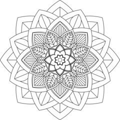 Easy Mandala coloring book simple and basic for beginners, seniors and children. Set of Mehndi flower pattern for Henna drawing and tattoo. Decoration in ethnic oriental, Indian style.