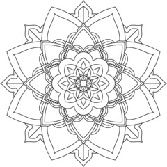 Easy Mandala coloring book simple and basic for beginners, seniors and children. Set of Mehndi flower pattern for Henna drawing and tattoo. Decoration in ethnic oriental, Indian style.