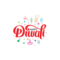 illustration of Diwali for the celebration of Hindu community festival typography vector