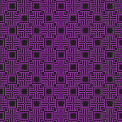 Vector seamless pattern texture background with geometric shapes, colored in black, vivid violet colors.