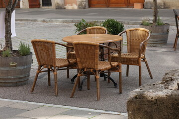 Typical view of the City street with tables in Germany