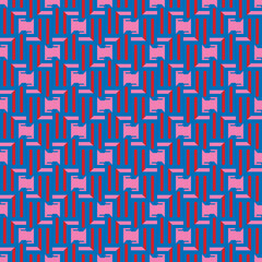 Vector seamless pattern texture background with geometric shapes, colored in blue, red, pink colors.
