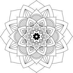Easy Mandala coloring book simple and basic for beginners, seniors and children. Set of Mehndi flower pattern for Henna drawing and tattoo. Decoration in ethnic oriental, Indian style.
