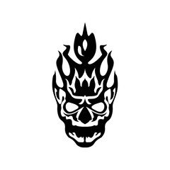 Skull on Fire with Flames Vector Illustration